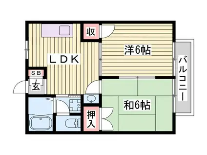 プラザ朝霧(2LDK/2階)の間取り写真