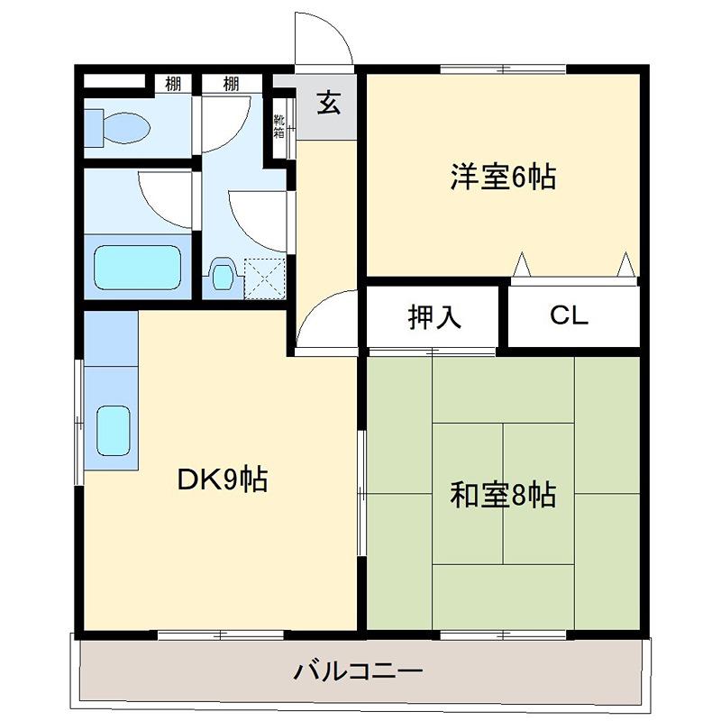 サンハイツ・ヒラノ(2LDK/1階)の間取り写真