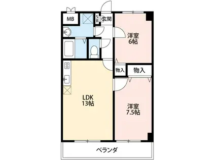 エクセル小呂(2LDK/1階)の間取り写真