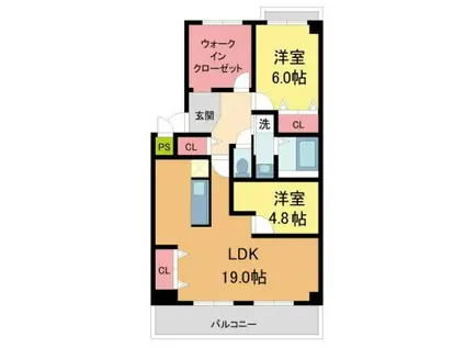 フェルザ西宮(2SLDK/6階)の間取り写真