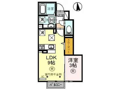 PRELUDEプレリュード(1LDK/1階)の間取り写真