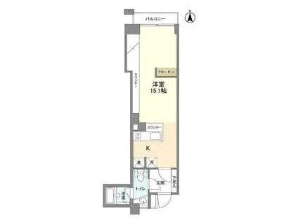 バウムプラッツ(ワンルーム/4階)の間取り写真