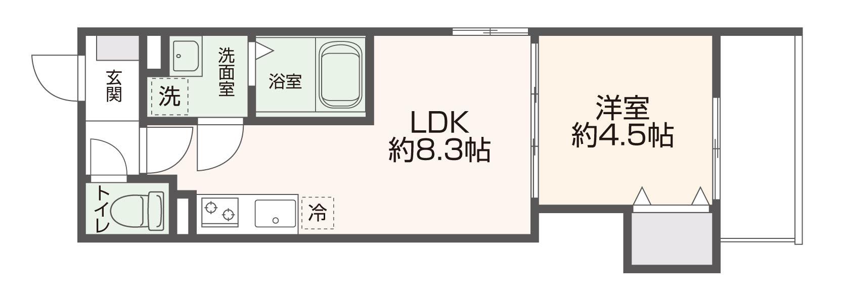 D PORTA CLAIR(1LDK/1階)の間取り写真