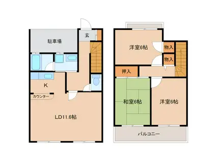 レジデンス光和114(2LDK/1階)の間取り写真