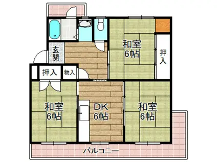 円明寺ヶ丘団地B棟(3DK/2階)の間取り写真
