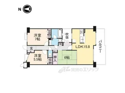 ナチュラガーデン高の原 2番館(3LDK/6階)の間取り写真