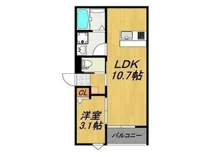 LECOCON四日市IX(1LDK/2階)の間取り写真