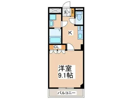 アドバンス・エム(1K/2階)の間取り写真