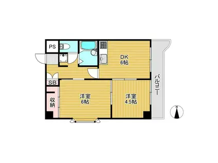 ロイヤルプラザ郡山(2DK/7階)の間取り写真