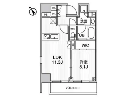 グランドコンシェルジュ浅草橋(1LDK/6階)の間取り写真