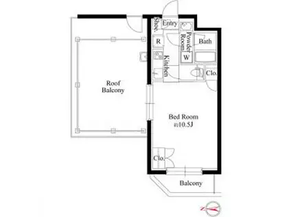 グランパセオ代々木上原II(1K/3階)の間取り写真