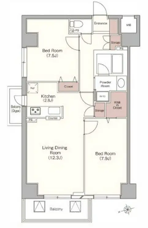 ベラカーサ広尾 1階階 間取り