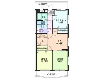 ファイン石上(3LDK/1階)の間取り写真