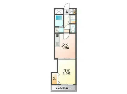 ノルデンハイムリバーサイド十三II(1DK/2階)の間取り写真