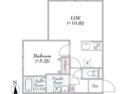 リアーレ田端(1LDK/4階)の間取り写真