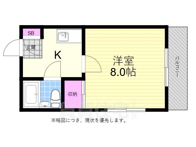 サンリバー新宅(1K/5階)の間取り写真