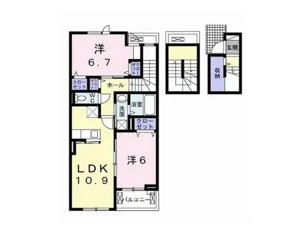 イーストフィールドII(2LDK/3階)の間取り写真