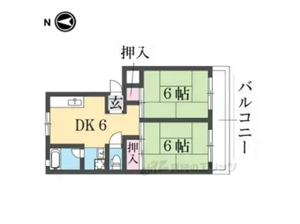 大蓮グリーンマンション(2DK/2階)の間取り写真