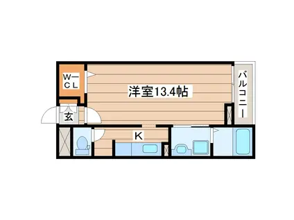 アビタシオン・ボヌール(1K/1階)の間取り写真