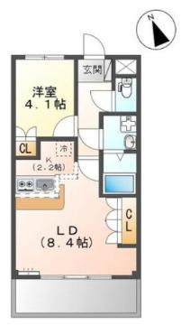 フィグトゥリーK(1LDK/1階)の間取り写真