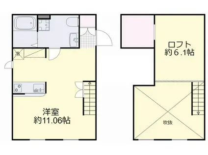 プリマガーデン岡山 壱番館(ワンルーム/2階)の間取り写真