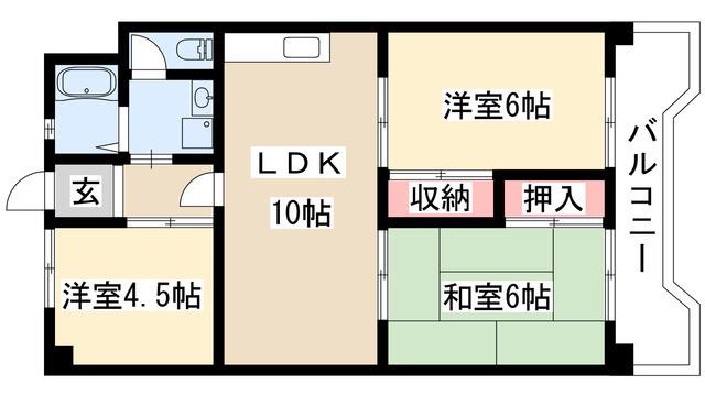 第2信栄ハイツ(3LDK/4階)の間取り写真