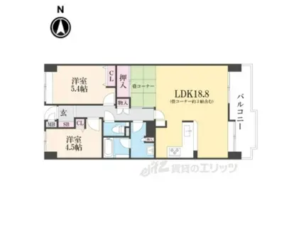 宇治黄檗パーク・ホームズ(2LDK/3階)の間取り写真