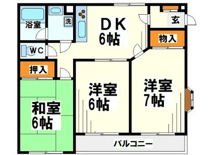 ヴィラハピネス(3DK/2階)の間取り写真