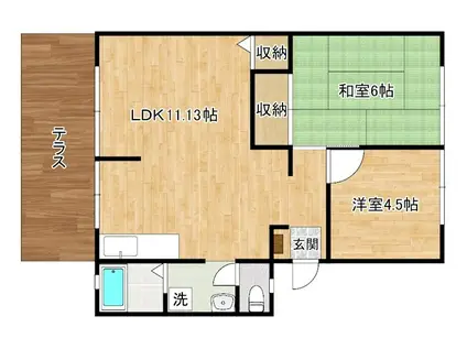エスポワール堀(2LDK/1階)の間取り写真