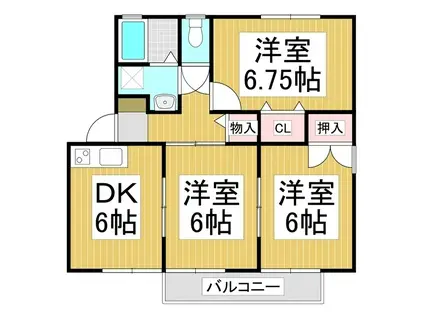 ロイヤルガーデン 雅 B(3DK/1階)の間取り写真