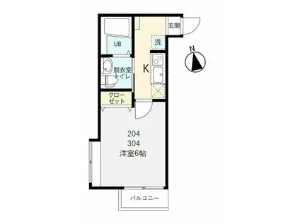 ガレオン船橋(1K/3階)の間取り写真