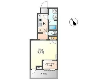 グランシャリオ(1K/1階)の間取り写真