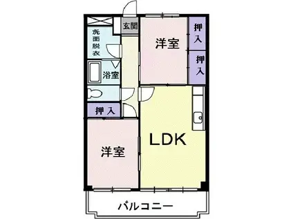 ハイブリッヂB(2LDK/2階)の間取り写真