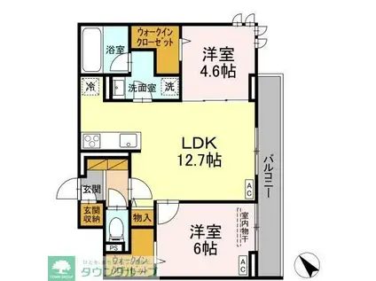 セレミュウ(2LDK/3階)の間取り写真