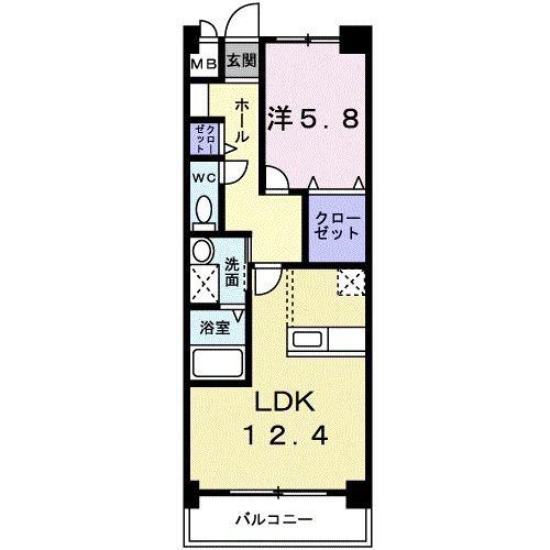 プリンセスガーデン本館(1LDK/4階)の間取り写真