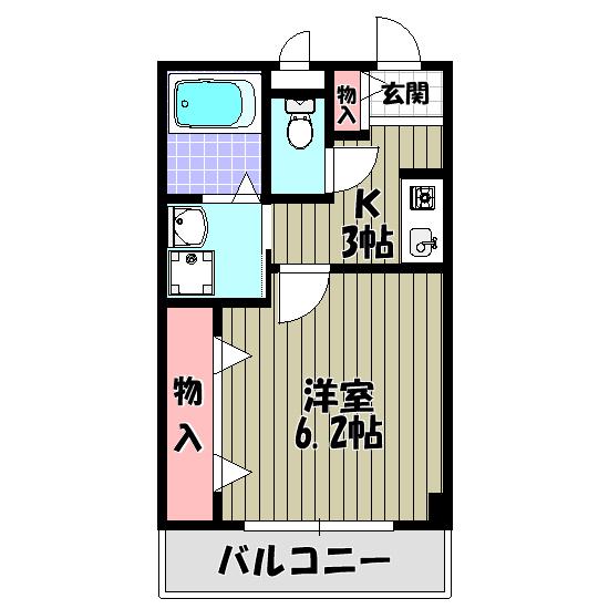 ヴィラナカヤマ(1K/2階)の間取り写真