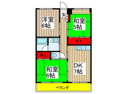 コーポ榎本(3DK/3階)の間取り写真