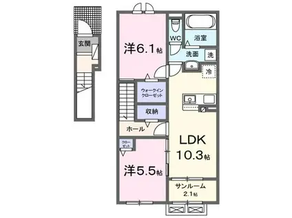 コンフォートクラス村上E(2LDK/2階)の間取り写真
