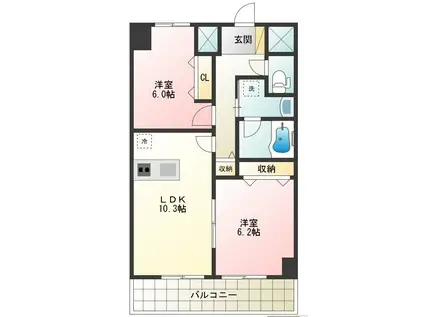 シャーメゾンステージ日野(2LDK/12階)の間取り写真