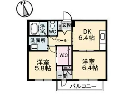 カリーノスクエア(2DK/2階)の間取り写真