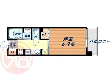 ル・パルトネール難波(1K/2階)の間取り写真