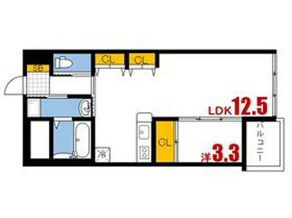 KK BLDG(1LDK/2階)の間取り写真