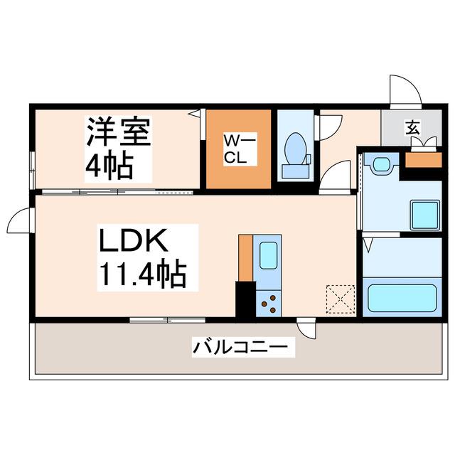 西熊本MY(1LDK/1階)の間取り写真