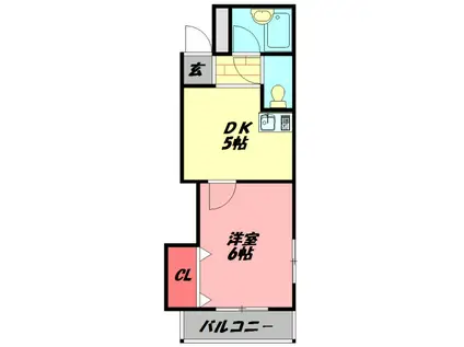 ヴィレッヂコート深田(1DK/4階)の間取り写真