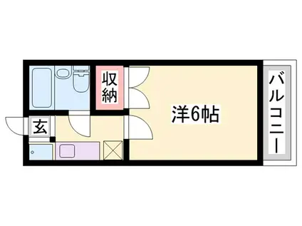 Uマンション(1K/1階)の間取り写真