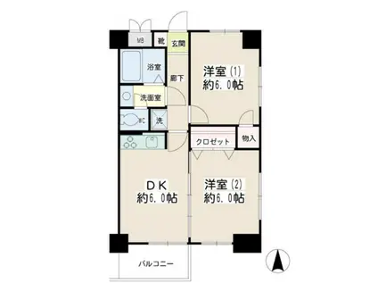 大口増田ビル(2DK/5階)の間取り写真