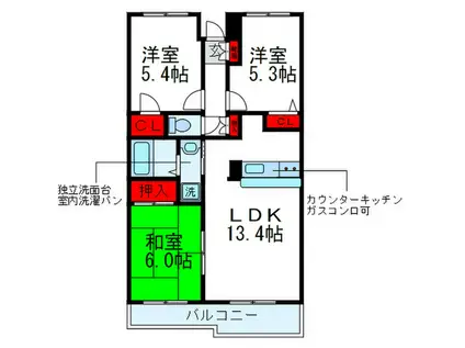 EINS ROYAL(3LDK/1階)の間取り写真
