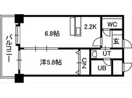 PRIME URBAN北3条通(1LDK/14階)の間取り写真