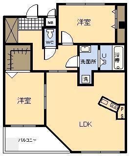 KO OLINA D(2LDK/2階)の間取り写真