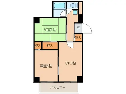 ハイライフひばりヶ丘(2DK/3階)の間取り写真